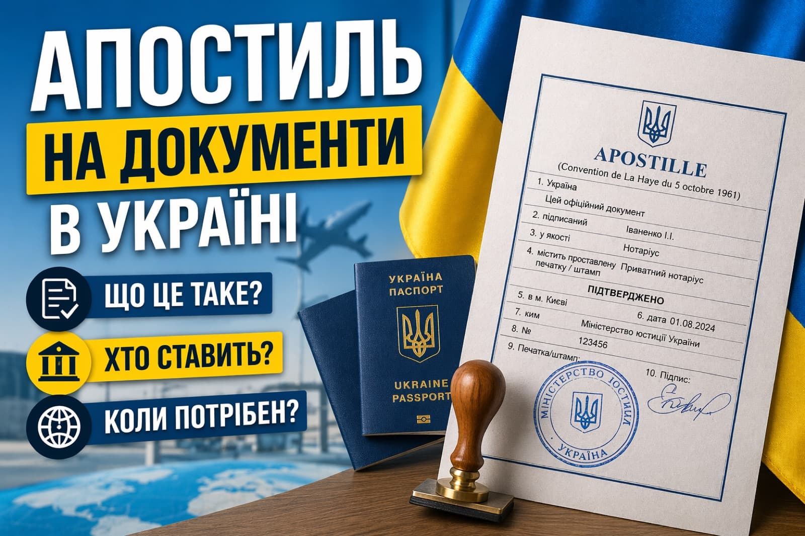 обкладинка статті: Апостиль Київ у 2026 році: ціна, строки, документи та як замовити апостиль без помилок